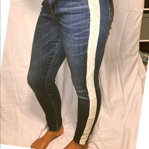 Custom polka dot stripe jeans